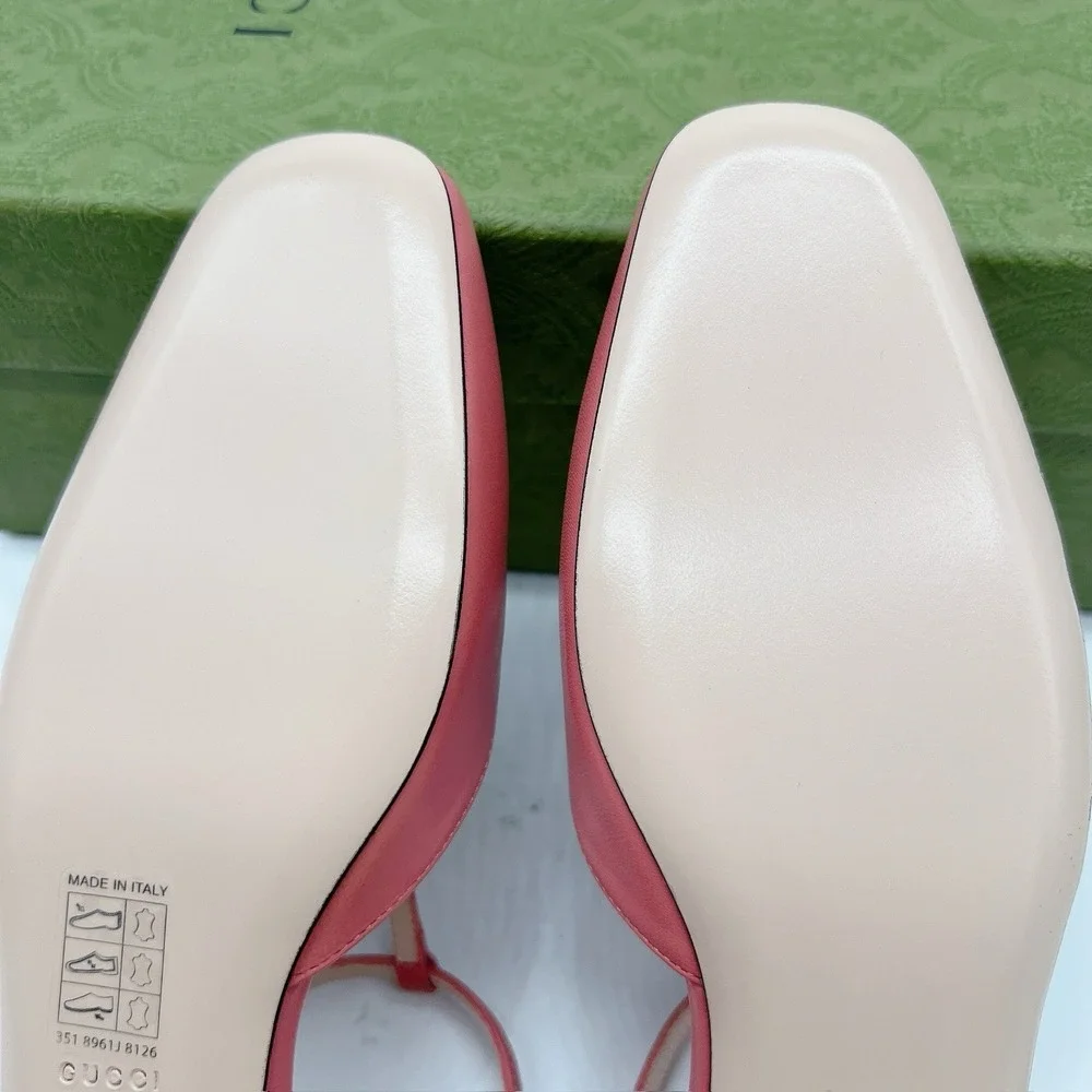 GUCCI Womens Ballet Flat DOUBLE G INTERLOCKING LOGO Slingback Pink Leather EU 36 - Picture 13 of 14